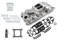 1-147-017 LowRise Intake Manifold Kit for Big Block Chevy 454 ci, Oval Port - Machine Polished Finish
