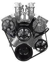 Serpentine Engine Pulley Kit Small Block Chevy with Reverse-Rotation Long Water Pump