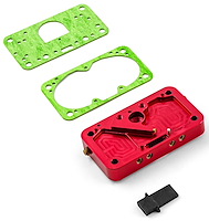PCE118.1003 2-Circuit 4 Barrel Carburetor Metering Block [Red Anodized Finish]