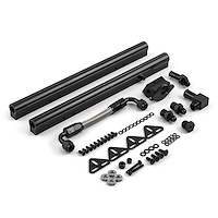 PCE137.1009.02 Billet Aluminum Fuel Injector Rail Kit OEM Angled EFI [Black Anodized]