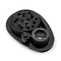 PCE262.1001.02 Timing Belt Drive System Small Block Chevy 350, Standard Cam Height [Black]