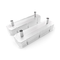 PCE314.1248 Chevy BBC 454 Satin Fabricated Circle Track Valve Covers - Tall w/ 4 x Tubes