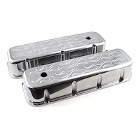 PCE314.1028.08 Chevy BBC 454 Aluminum Flamed Valve Cover - Tall w/ Hole