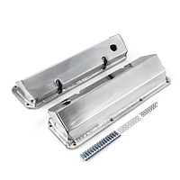 PCE314.1136.01 Ford 302 351C Cleveland Polished Fabricated Valve Covers - Tall w/ Hole