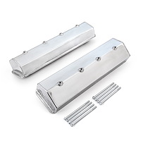 PCE314.1137.01 Chevy SBC 350 Vortec Center Bolt Fabricated Valve Covers Polished Tall w/o Hole