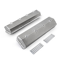 PCE314.1137.02 Valve Covers Pair, without Breather Holes, Tall Centerbolt for Small Block Chevy Vortec [Satin]
