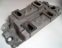 4-Carburetor Pacesetter Intake Manifold for Chevy 283/327/348 V8, 4-Bolt Carb Mounting [Natural Aluminum]