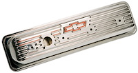 Slant-Edge Short Stamped Steel Valve Covers for 1987-Pre LS Small Block Chevy [Chrome, Bowtie Emblem]
