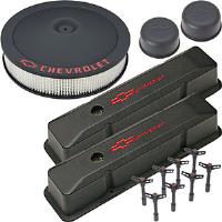 Die-Cast Aluminum Die-Cast Aluminum Valve Cover Dress-Up Kit for 1958-1986 Small Block Chevy in Black Crinkle Finish