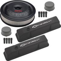 Die-Cast Aluminum Die-Cast Aluminum Valve Cover Dress-Up Kit for 1958-1986 Small Block Chevy in Black Crinkle Finish