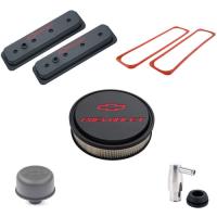 Die-Cast Aluminum Center Bolt Valve Cover Kit for 1987-Up Small Block Chevy in Black Crinkle Finish