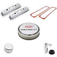 Die-Cast Aluminum Center Bolt Valve Cover Kit for 1987-Up Small Block Chevy in Chrome Finish