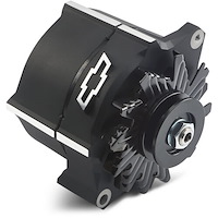141-146 Slant-Edge Alternator with Raised Bowtie Emblem for Chevy Small Block, Big Block V8 Engines [Crinkle Black]