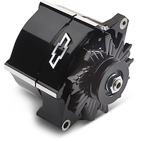 141-147 Slant-Edge Alternator with Raised Bowtie Emblem for Chevy Small Block, Big Block V8 Engines [Liquid Black]