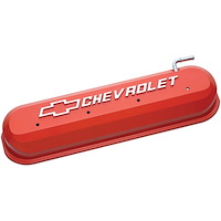 141-261 Die-Cast Slant-Edge Valve Covers for GM Gen III/IV LS Engines w/Raised Chevrolet Logo [Orange]