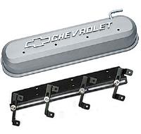 141-263 Die-Cast Slant-Edge Valve Cover Kit for GM Gen III/IV LS Engines w/Raised Chevrolet Logo [Gray]
