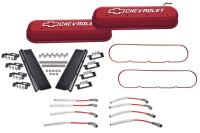 141-267 Die-Cast Slant-Edge Valve Cover Kit for GM Gen III/IV LS Engines w/Raised Chevrolet Logo for LS1/LS6 Coils [Red]