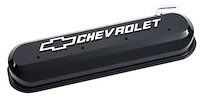 141-268 Slant-Edge Valve Cover Kit for GM Gen III/IV LS Engines with Chevrolet/Bowtie Raised Emblem in Liquid Black Finish
