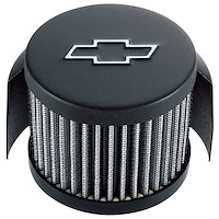 Black Crinkle Chevy Bowtie Valve Cover Air Breather Cap Push-In