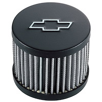 Black Crinkle Chevy Bow Tie Valve Cover Air Breather Cap Push-In