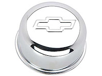 Chrome Chevy Bow Tie Valve Cover Air Breather Cap Push-In