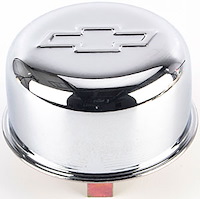 Chrome Chevy Bow Tie Valve Cover Air Breather Cap Push-In Round