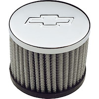 Chrome Chevy Bow Tie Valve Cover Air Breather Cap Push-In