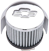 Chrome Chevy Bow Tie Valve Cover Air Breather Cap Clamp-On