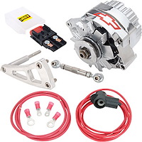 Chrome Alternator with Chevy Bowtie Logo Kit Includes: 100 Amp 1-Wire Chrome Alternator