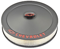 Classic Chevrolet 14"x3" Air Cleaner Kit with Bowtie & Chevrolet Emblem in Black Crinkle Finish