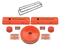 141-784 Tall Valve Cover Kit for 1958-1986 Small Block Chevy in Classic Chevy Orange Finish