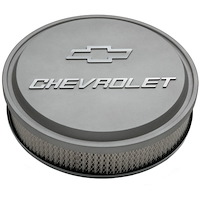 Slant-Edge 14" Air Cleaner Kit with Raised Chevy Bowtie Emblem in Cast Gray Crinkle Finish