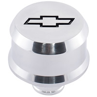 Slant-Edge Aluminum Chevy Bowtie Push-In Air Breather Cap [Polished]