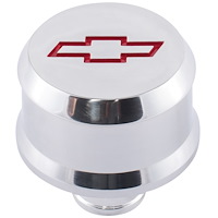 Slant-Edge Aluminum Chevy Bowtie Push-In Air Breather Cap [Polished]