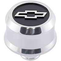 Slant-Edge Aluminum Chevy Bowtie Push-In Air Breather Cap [Polished]