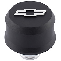 Slant-Edge Aluminum Chevy Bowtie Push-In Air Breather Cap [Black Crinkle]