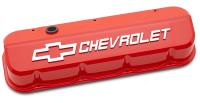 Die-Cast Slant-Edge Valve Covers for 1965-1996 Big Block Chevy 396-454 [Chevy Orange Finish]