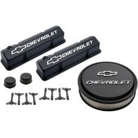 1958-1986 Small Block Chevy Engine Dress-Up Kit with Raised Emblems in Black Crinkle Finish