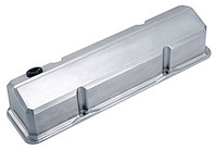 Slant-Edge Tall Cast Aluminum Valve Covers for 1959-1986 Small Block Chevy [Polished, No Emblem]