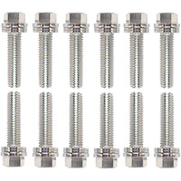 Wedge-Locking Header Bolts LS Engines with 1/4" Header Flange in 8mm x .984" Long, Nickel Plated Finish