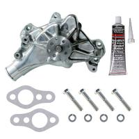 High-Flow Aluminum Long Water Pump Kit for Small Block Chevy Includes: Polished Water Pump, Gaskets, Bolts, & RTV