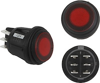 40181 3 Position Rocker Switch (On/Off/Backlight), Red, Single