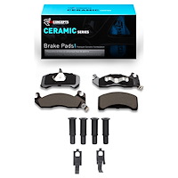 Ceramic Brake Pads & Hardware Kit, 1982-1982 Ford/Lincoln/Mercury/Mazda, Position: Front