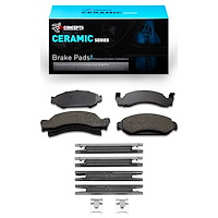 Ceramic Brake Pads & Hardware Kit, 1986-1993 Ford/Lincoln/Mercury/Mazda, Position: Front