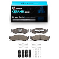 Ceramic Brake Pads & Hardware Kit, 1990-2006 Mopar, Position: Front