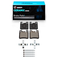 Ceramic Brake Pads & Hardware Kit, 1993-1995 Mercedes-Benz, Position: Rear