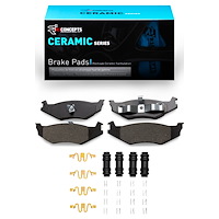 Ceramic Brake Pads & Hardware Kit, 1989-2010 Mopar, Position: Rear