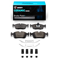Ceramic Brake Pads & Hardware Kit, 1992-2008 BMW, Position: Front