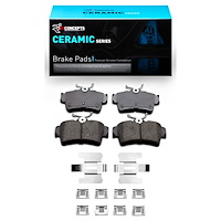 Ceramic Brake Pads & Hardware Kit, 1994-2004 Ford/Lincoln/Mercury/Mazda, Position: Rear