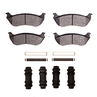 Ceramic Brake Pads & Hardware Kit, 1996-2002 Ford/Lincoln/Mercury/Mazda, Position: Rear